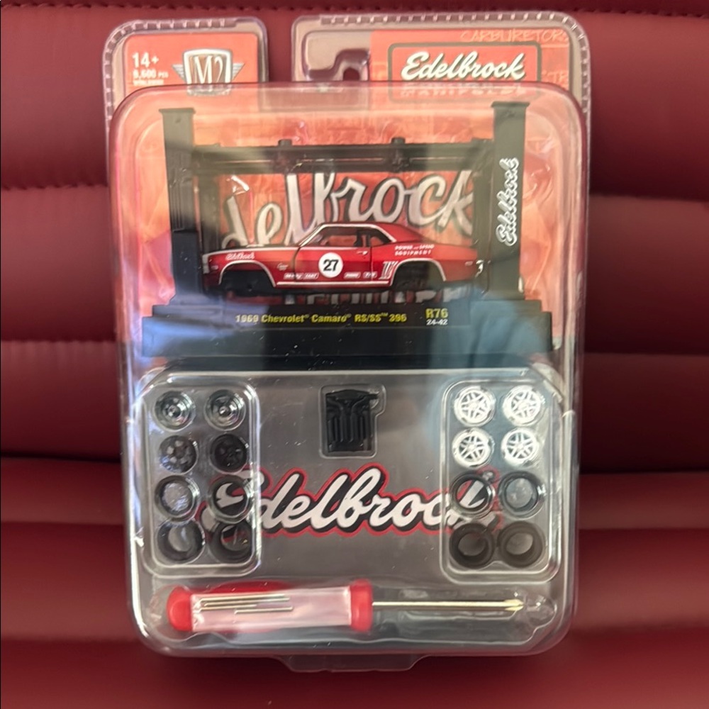 Red Die-Cast Toy Car with Branding 1969Chevy Camaro RS/SS 396